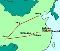 Reiseroute Tibet-Bahn und Yangtze-Kreuzfahrt