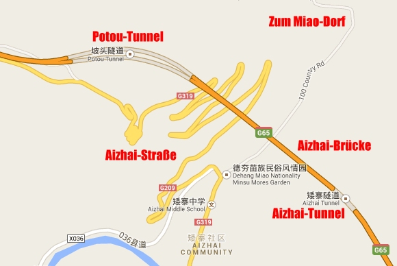 Aizhai-Strasse und Aizhai-Br�cke in Dehang