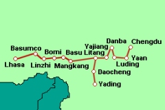 S�dliche Sichuan-Tibet-Route entlang der Nationalstra�e G318